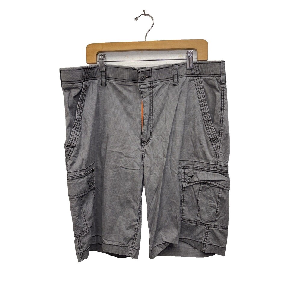 WEARFIRST CARGO MEN SHORTS Gray 38X10” Pockets Zip Buttons Cotton Blend